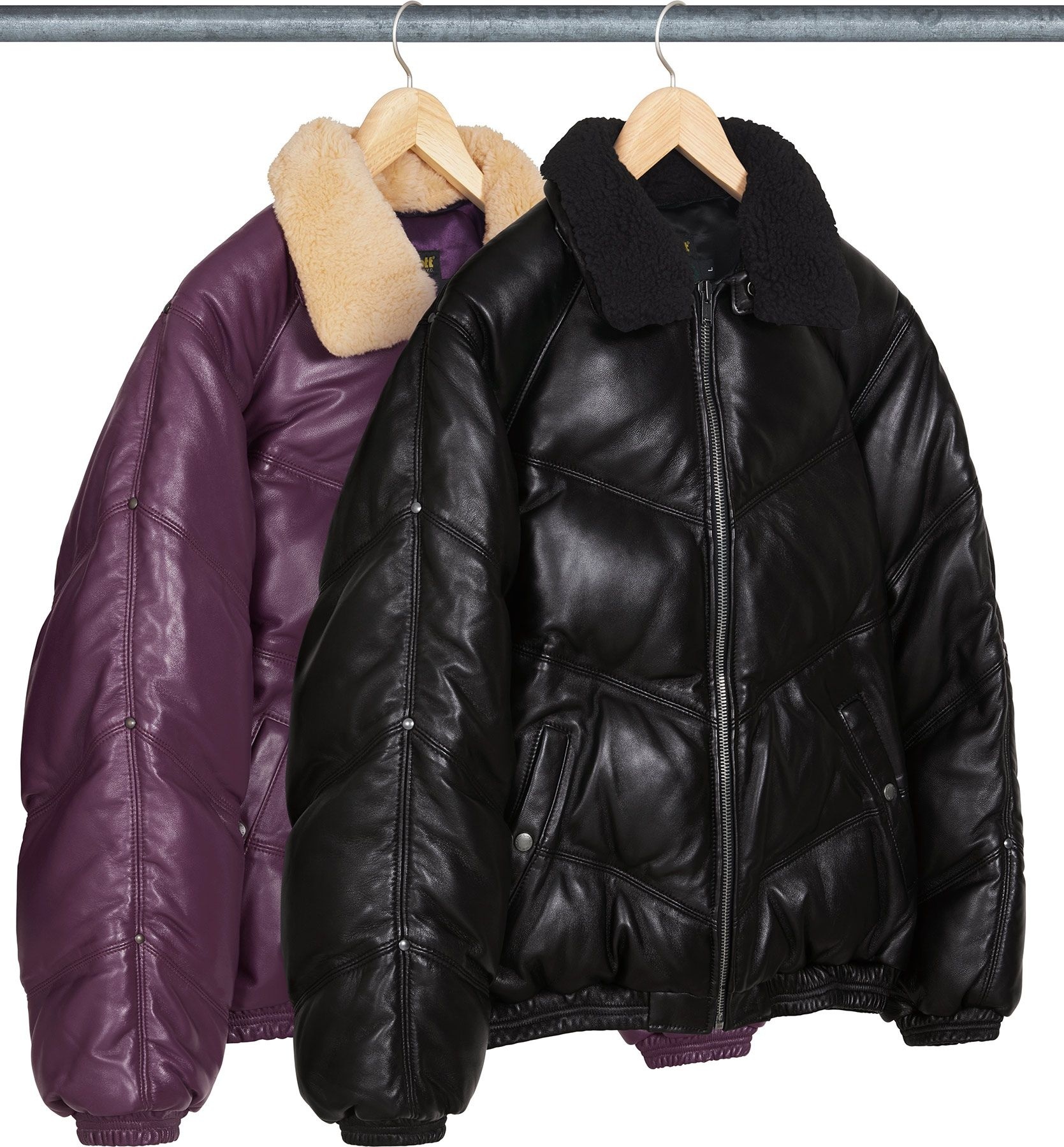 Supreme®/Schott® Chevron Leather Down Puffer Jacket view 4